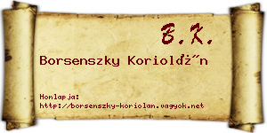 Borsenszky Koriolán névjegykártya